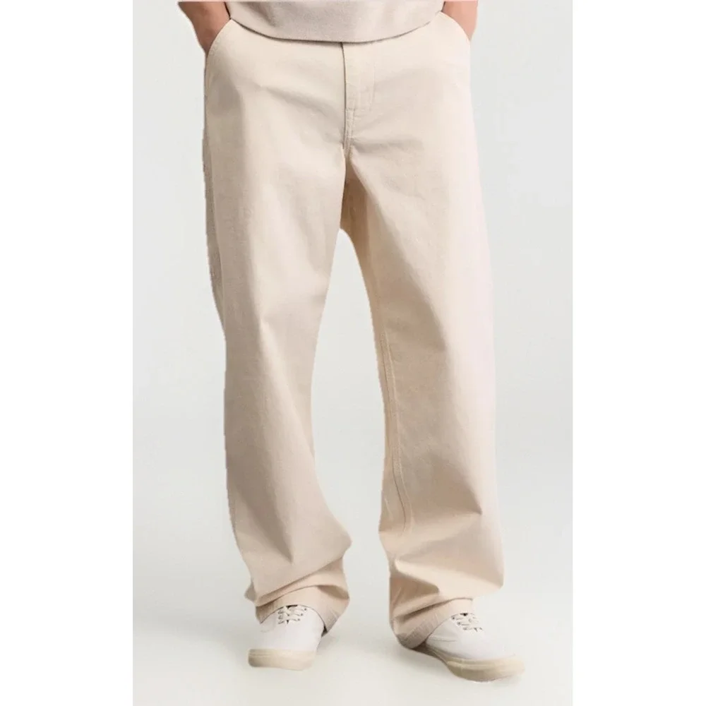 American Eagle Carpenter Relaxed Loose Fit Pants Mens 32x30 Cream Utility Y2K